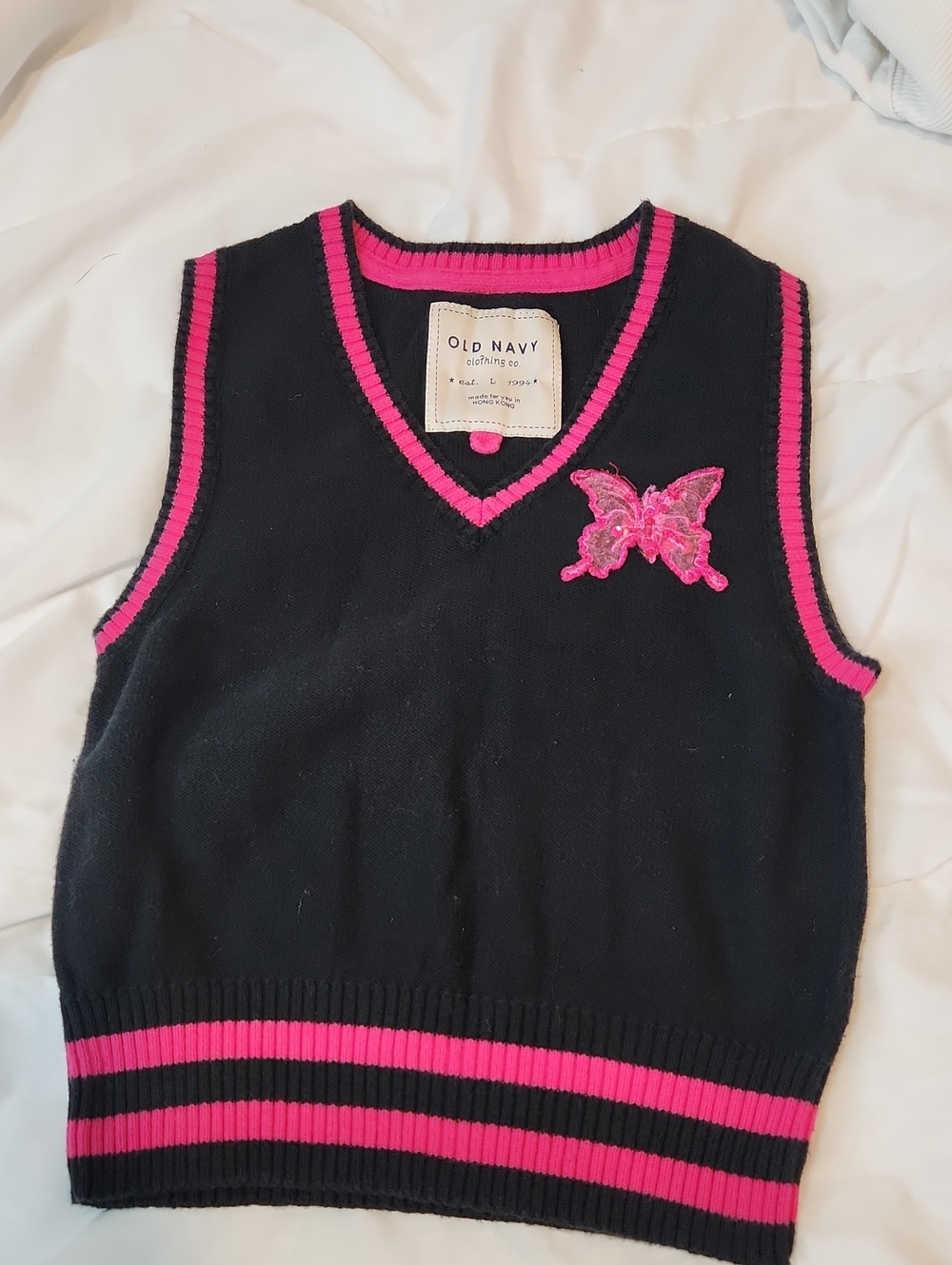 Kids Black and Pink Sleeveless Knit Vest
